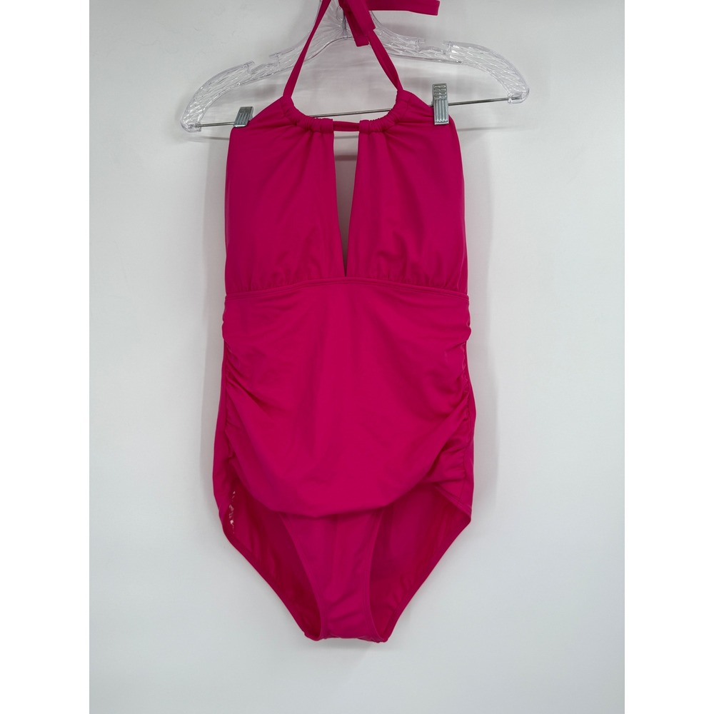 Lauren Ralph Lauren Pink‎ Ruched tummy Control One-Piece Swimsuit Size 12 NWT